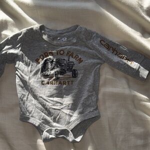 Carhartt Gray and Brown Baby Bodysuit